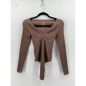 Free People Intimately Brown Bodycon Thong Bodysuit